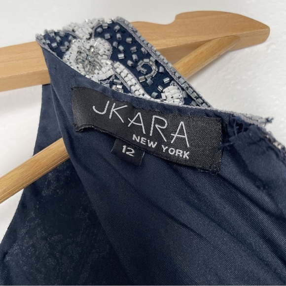 J Kara Women's Plus Size Sleeveless Hand Beaded MOB Mock 1-Piece Dress | size 12 - Picture 8 of 11